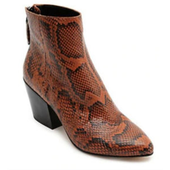 Dolce Vita Snakeskin Leather Ankle Boots - Picture 1 of 11